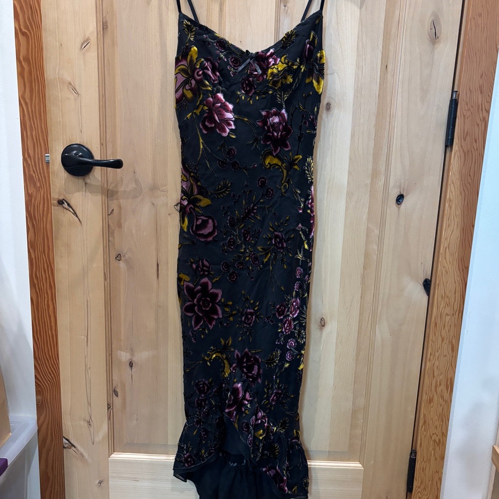 Betsey Johnson Velvet Floral 90's Midi Dress